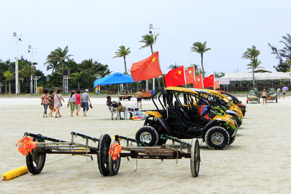 银滩沙滩车景观图片