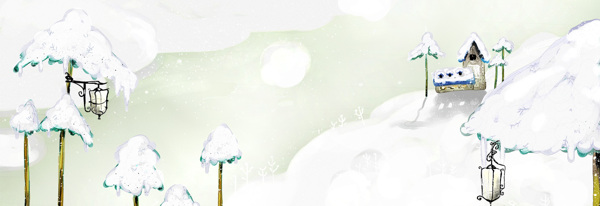 电商卡通冬季雪景背景banner