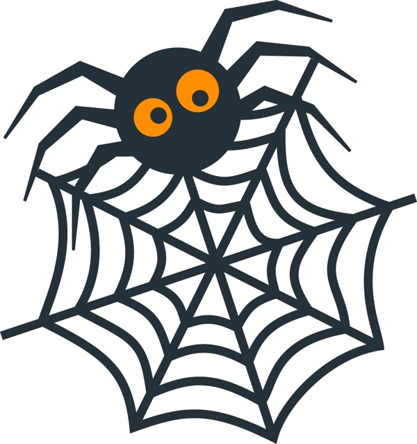 万圣节卡通手绘搞怪恐怖蜘蛛网元素