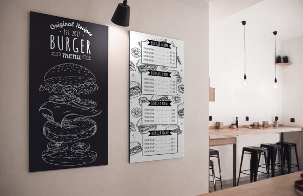 汉堡墙贴菜单样机设计