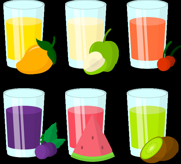各种颜色果汁插画图标免抠png透明素材