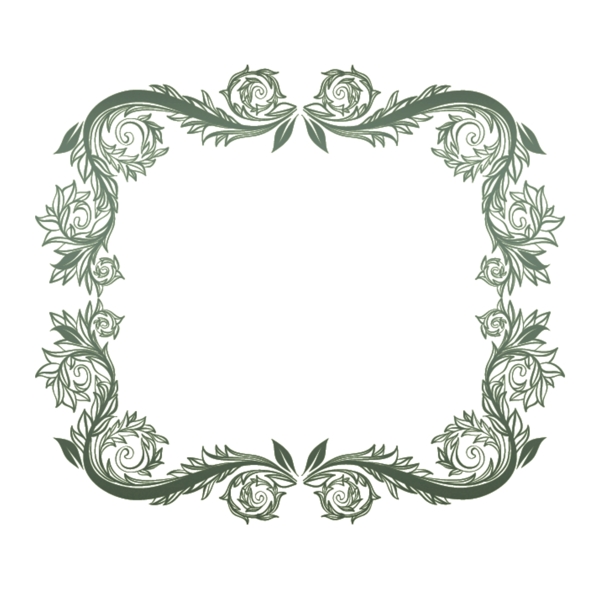 边框欧式花纹树叶元素