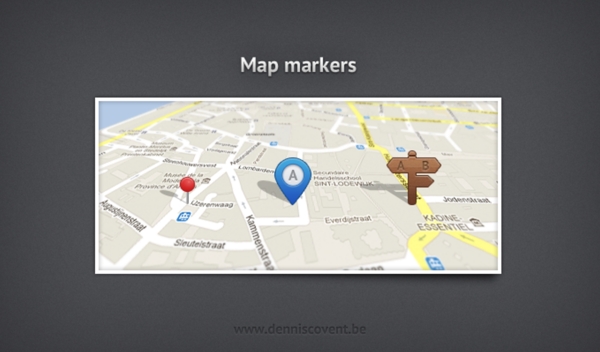 3地图搜索UI标记和销套PSD