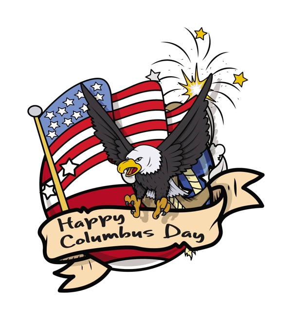 哥伦布日旗帜矢量图形
