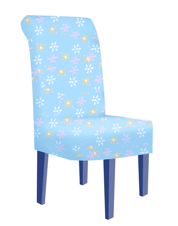 蓝色的花纹椅子插画