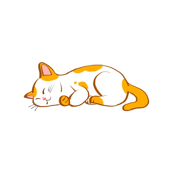 卡通手绘小猫睡觉