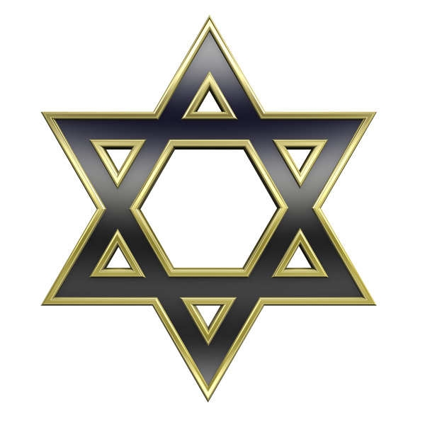 戴维的黑色与金色框架犹太教宗教象征星