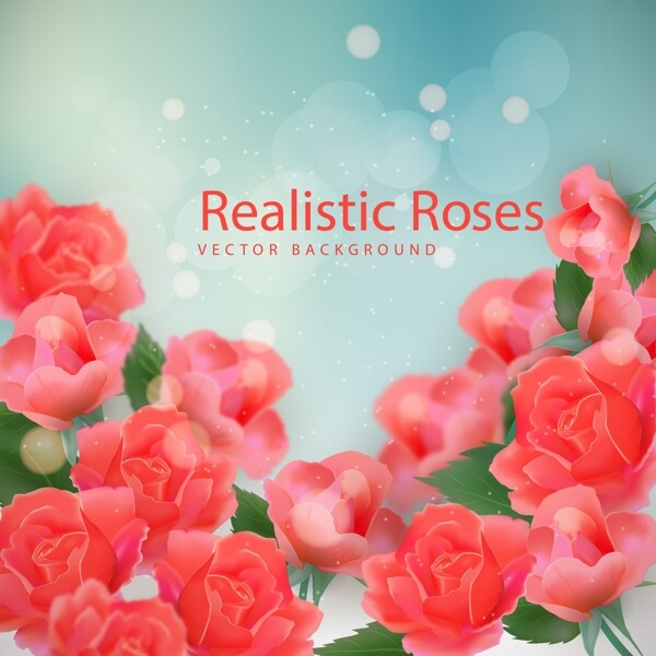 写实风格春季玫瑰花海报
