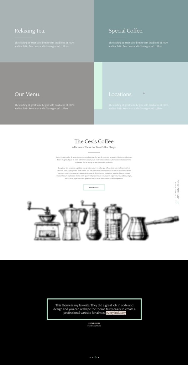 绿色的企业咖啡饮品商城网站模板首页设计