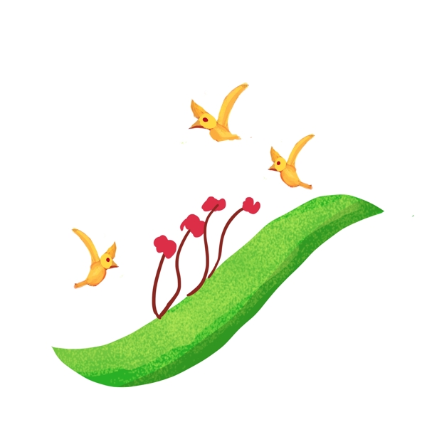 黄色小鸟绿叶装饰插画