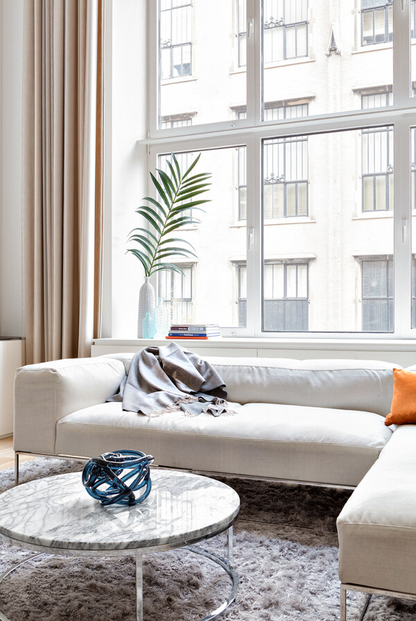 现代别墅客厅装修转角沙发设计效果图