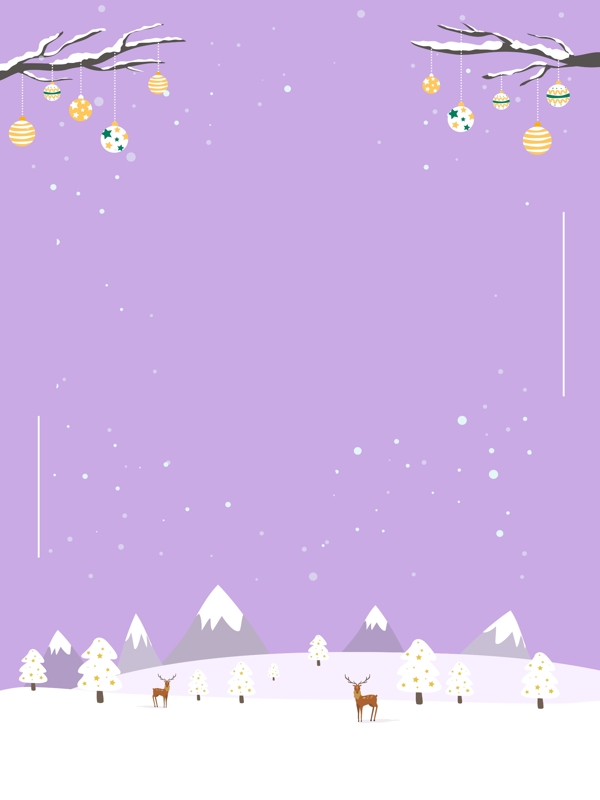 紫色卡通雪花圣诞背景