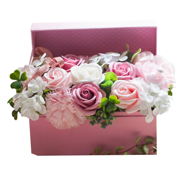 实拍节日礼物粉色花盒
