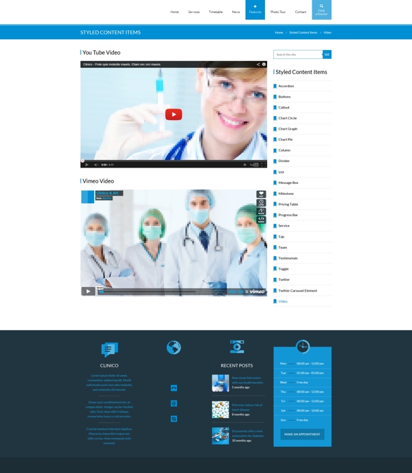 简约蓝色医疗英文网站模板设计
