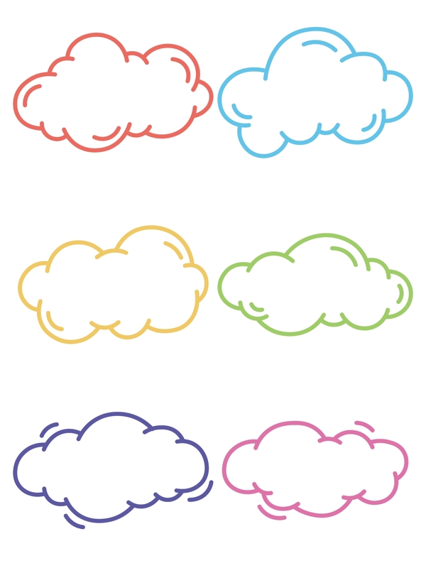手绘卡通小清新糖果色云朵简笔画对话框元素