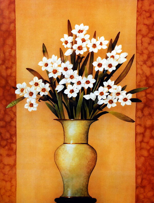 花瓶里的白色花朵图片