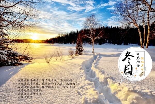 雪地风景冬日阳光刚好海报