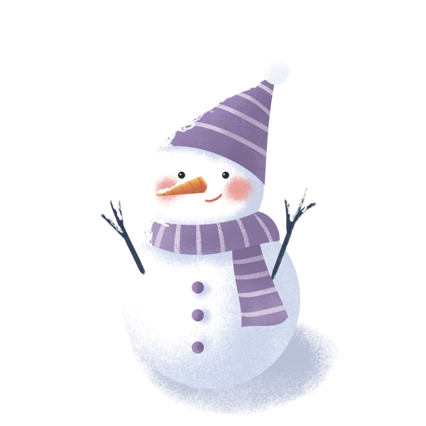紫色冬季清新雪人手绘设计