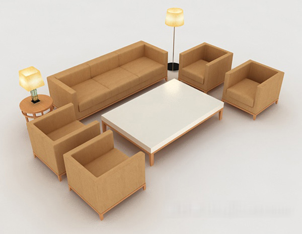 简约黄色组合沙发3d模型下载
