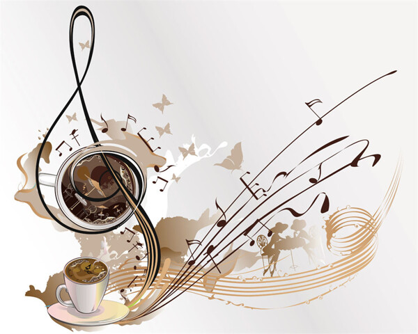 咖啡和音乐符图片