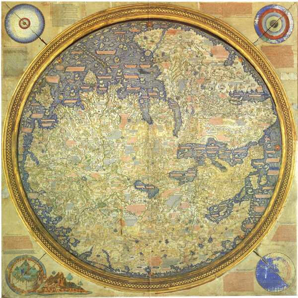 复古圆形里的世界地图图片