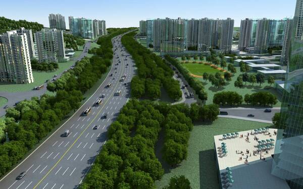 城市公路绿化效果图片