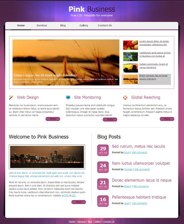 紫色商务CSS网页