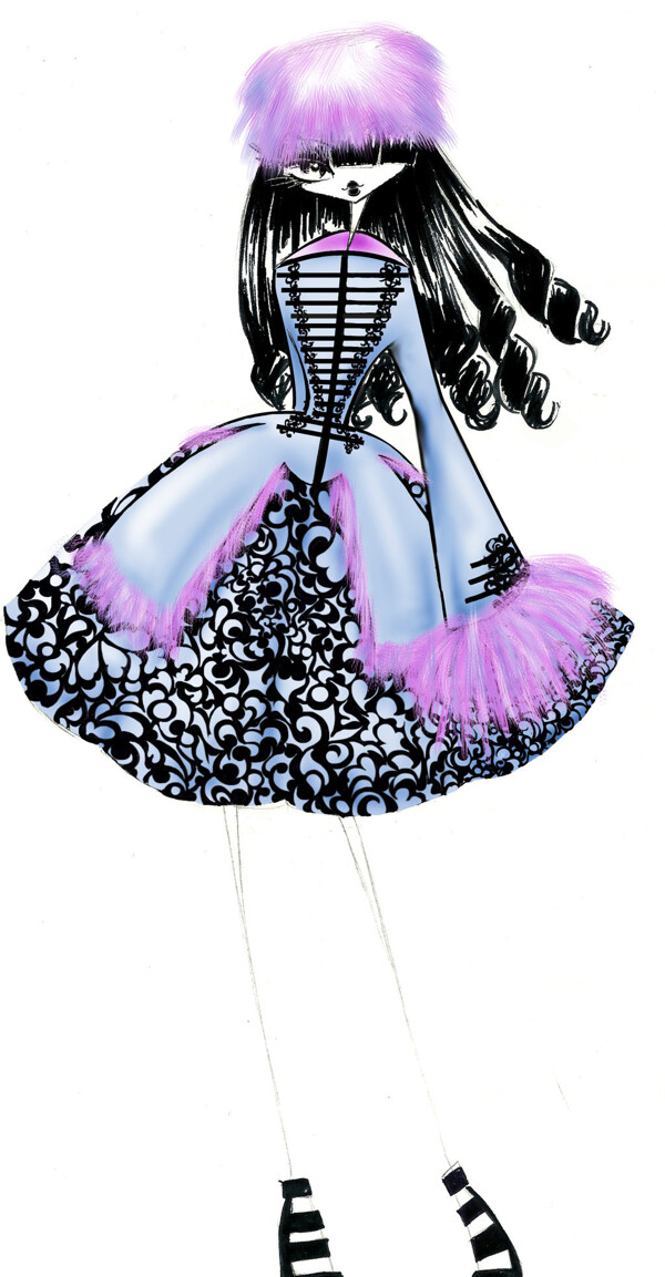 彩色公主裙设计图