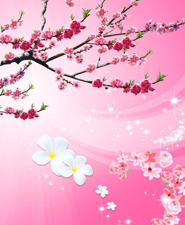 桃花树下的玉兰花效果图下载