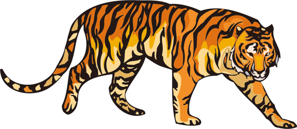 印花矢量图动物老虎抽象动物色彩免费素材