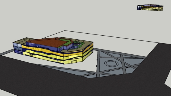 商业建筑平面效果图3skp草图模型