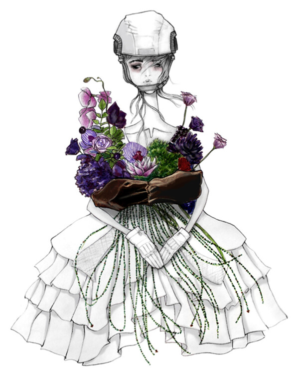 花朵连衣裙效果图