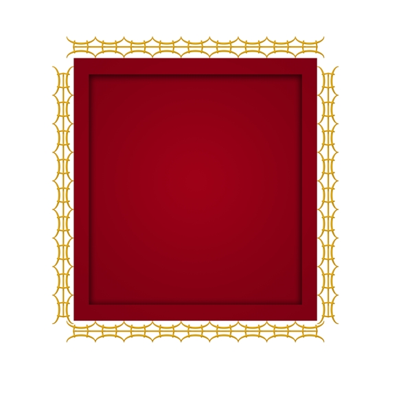 金色花纹创意红色方形边框
