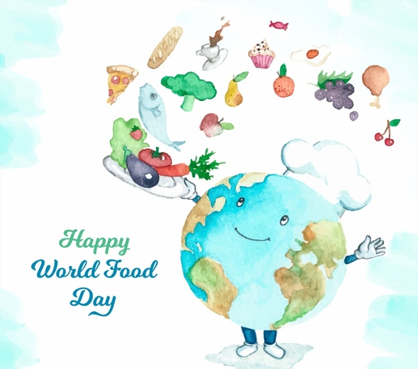 彩绘世界粮食日烹饪的地球厨师