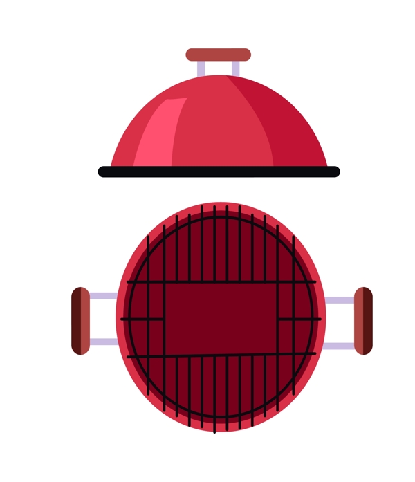 红色的烧烤炉子插画