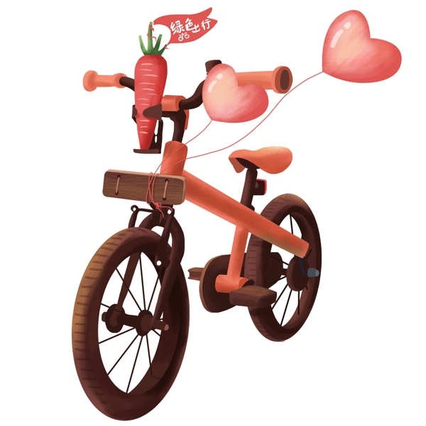 卡通手绘一辆粉色的自行车