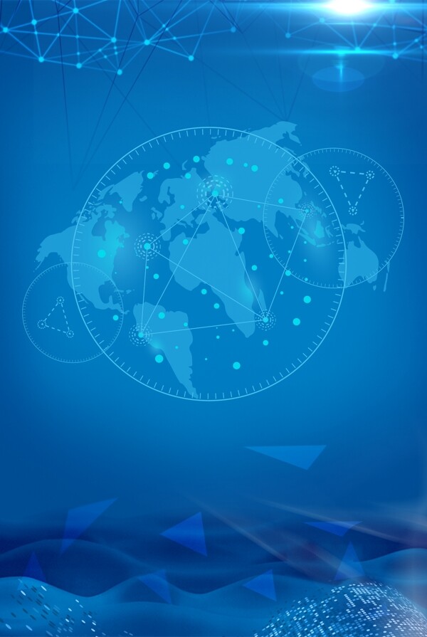 科技科幻前卫商务粒子线条网点地球深蓝色