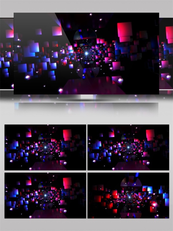 炫彩方块阵三维视频素材