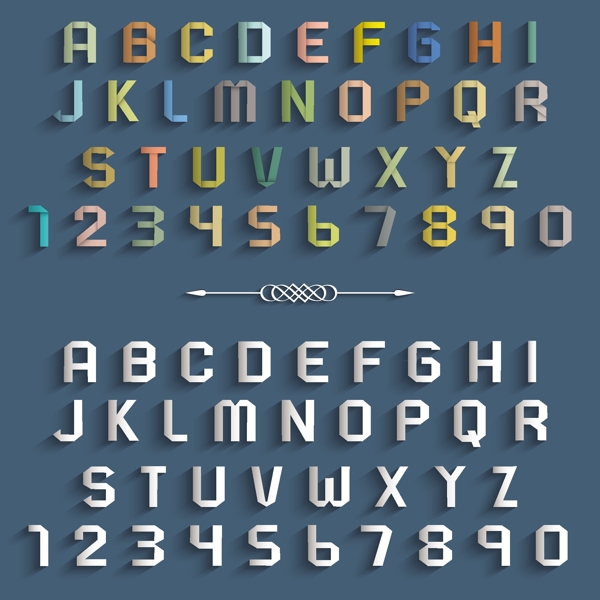 两个不同的字母和数字的折纸