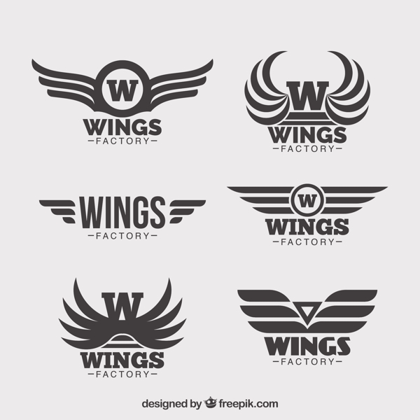 六个翅膀标志logo平面设计素材