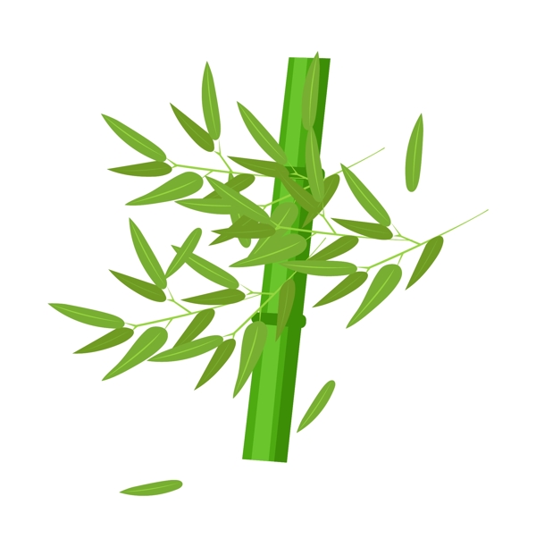 春天飘动的竹子插画