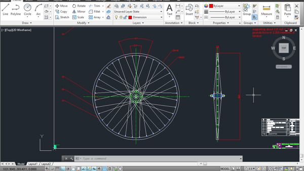自行车车轮的设计制图