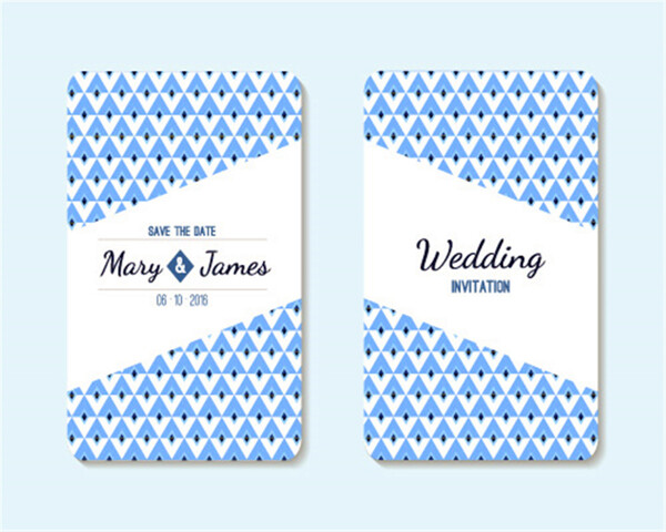 蓝色三角形婚礼贺卡图片