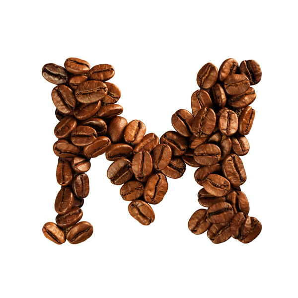 咖啡豆组成的字母M图片