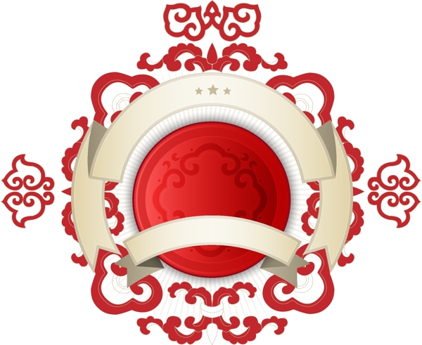 中国风红色花纹边框元素