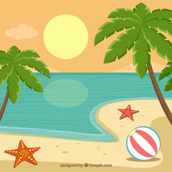 椰子树沙滩风景图片