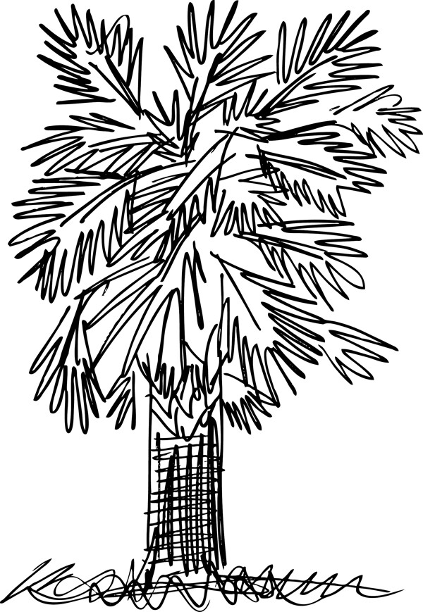 摘要棕榈树矢量插画草图