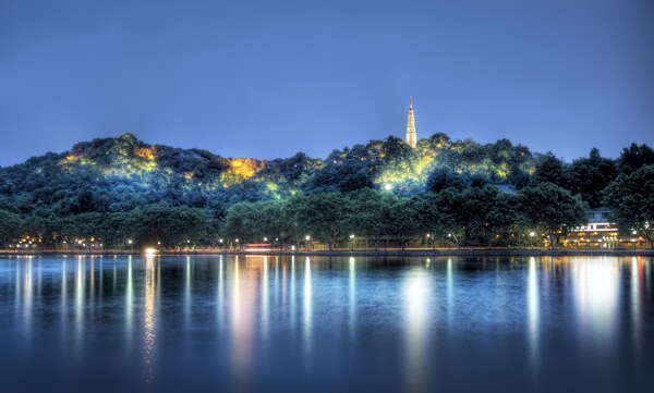 城市夜景杭州西湖图片