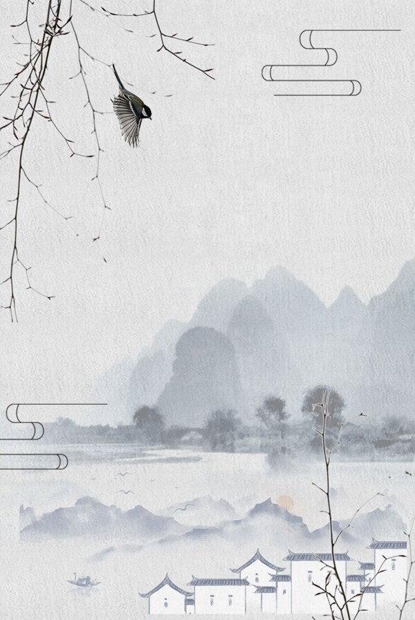 中国风水墨经典海报背景