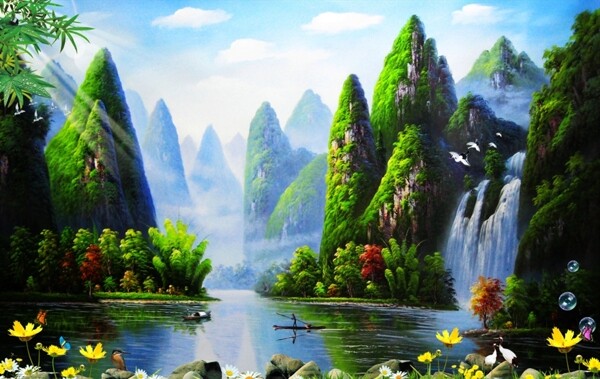 桂林山水山峰电视背景墙